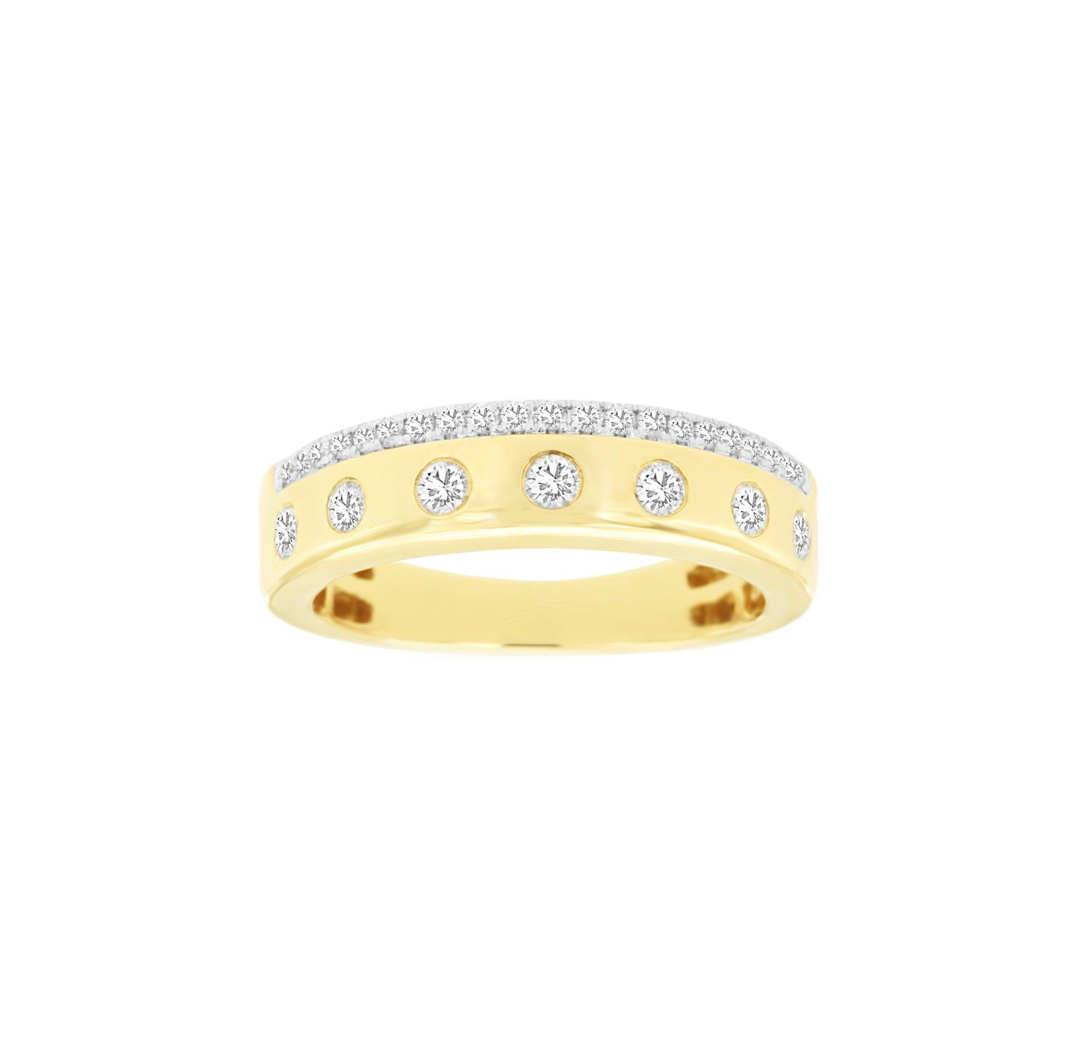 Sabel Collection Yellow Gold Diamond Sprinkle and Pavé Band